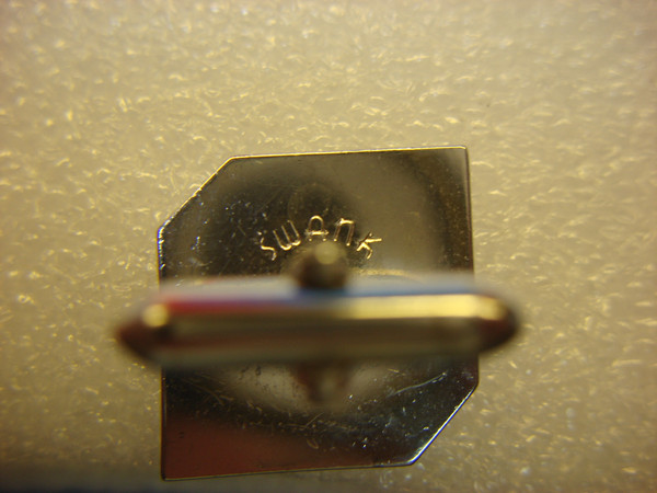 Vintage Swank Silver Tone Cufflinks with Black Enamel 'S' - Men's Fashion Accessories #176