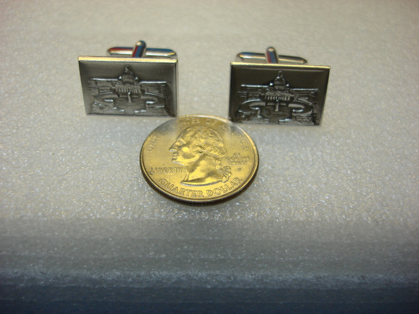 Vintage Silver Tone Cufflinks - St. Peter's Square & Basilica - Italy Souvenir Gifts