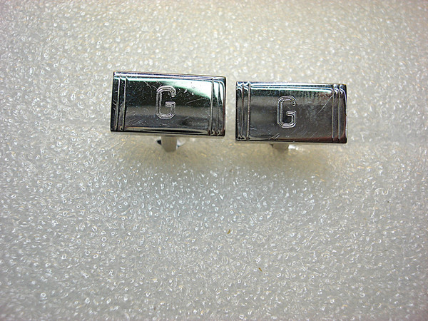 Vintage Silver-Tone Cufflinks with'G' Initial - Smaller Size, Nice Condition #179