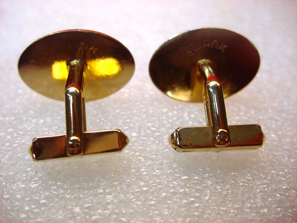 Vintage Swank Gold-Tone Cufflinks with Simulated Diamonds - Elegant Ornate Design #184