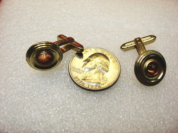 Vintage Hickok Gold Tone Cufflinks w/ Amber Stones - Estate Find #188