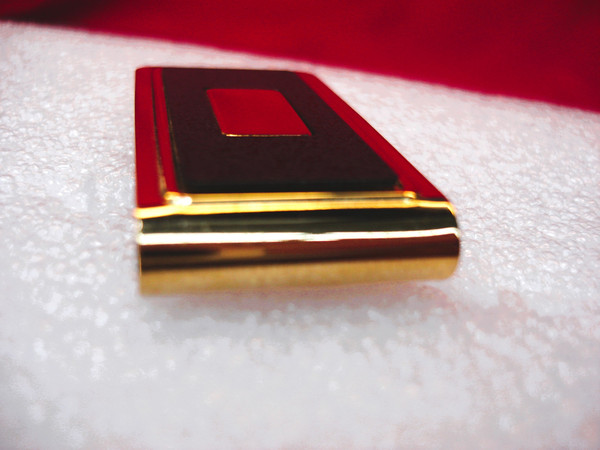 Vintage Gold Tone Money Clip with Slate Blue Insert - 1 Inch, Solid & Unique