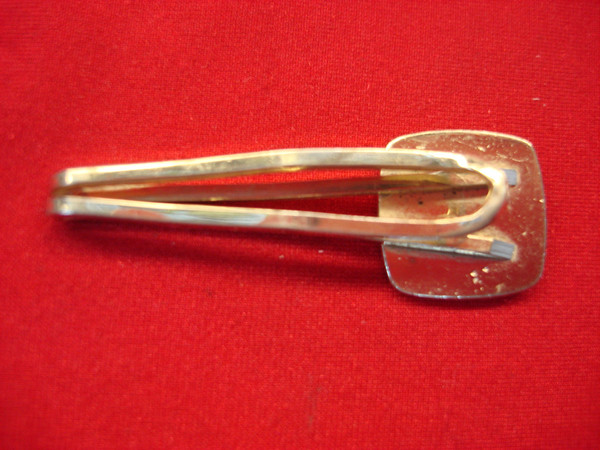 Vintage Gold Tone Tie Clip with'J' Design & Black Enamel - Unique Men's Gift #190