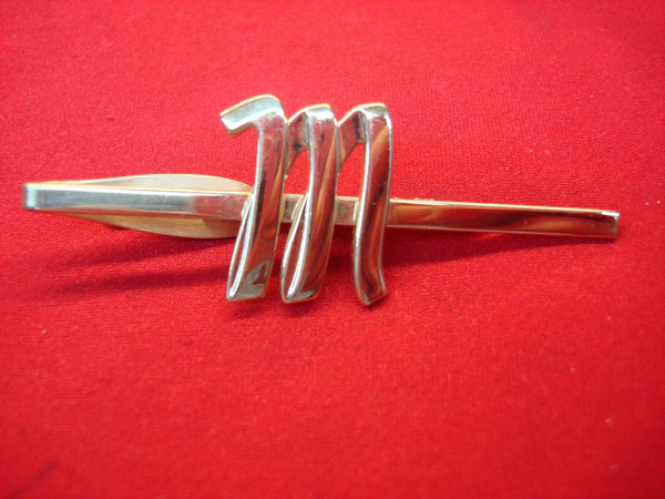 Vintage Hickok Gold-Tone Tie Clip with Intricate'M' Design - 2 3/4 Inches - Excellent Condition
