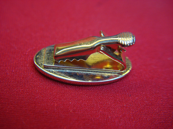 Vintage Gold Tone Lapel Tie Clip with 'C' Monogram - 1 Inch, Excellent Condition