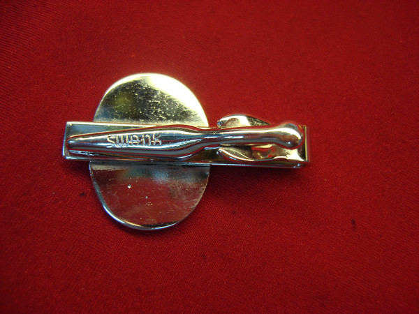 Vintage Swank Silver-Tone Tie Clip with Initial F - 1.5 Inch, Black Enamel