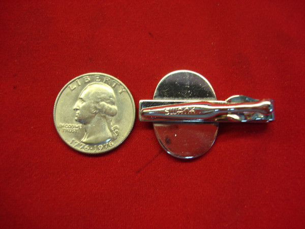 Vintage Swank Silver-Tone Tie Clip with Initial F - 1.5 Inch, Black Enamel