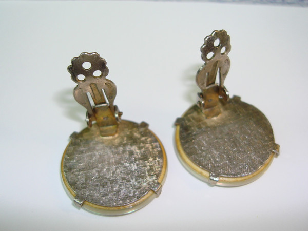 Vintage 1950s-60s Holographic Clip-On Earrings & Pendant Set | Iridescent Glam