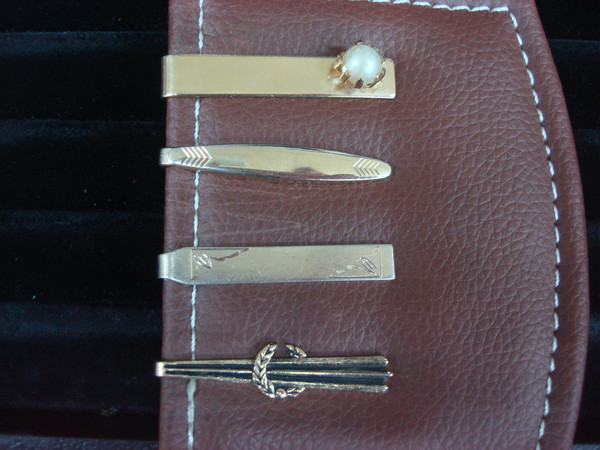 Vintage Gold Tone Tie Clips Set of 4 - Unique & Unusual Lot #234