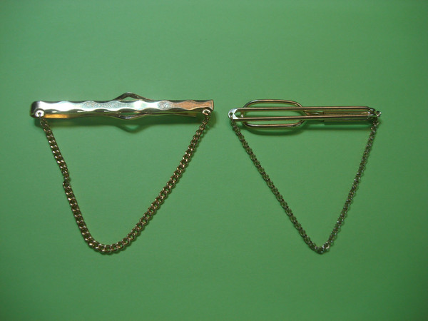 Vintage Anson & Swank Gold Tone Tie Chains (Lot of 2) - Estate Sale Find