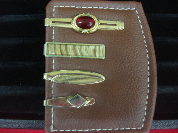 Vintage Gold Tone Tie Clips - Set of 4 (Unique & Unusual Design) #235