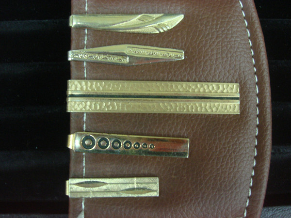 Vintage Gold Tone Tie Clips Set of 5 - Unique Retro Style Lot #247