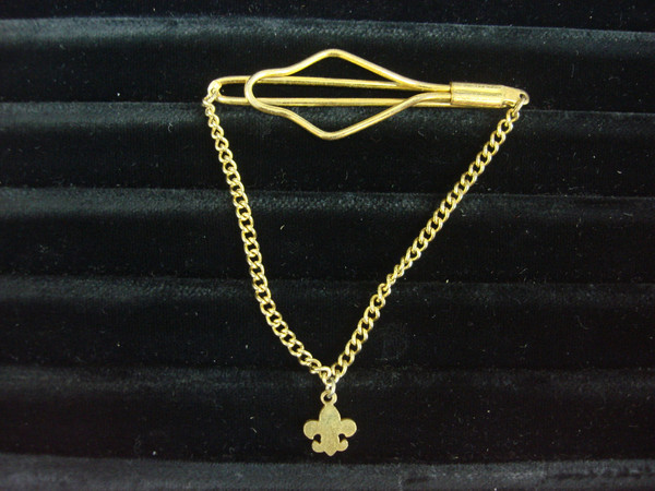 Vintage Boy Scouts Gold-Tone Tie Bar Chain - Unique Scouting Gift #263
