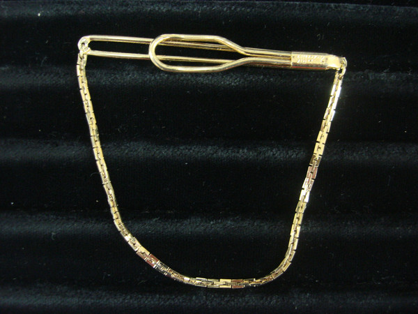Vintage Swank Gold Tone Tie Bar Chain - Classic Mens Accessory #265