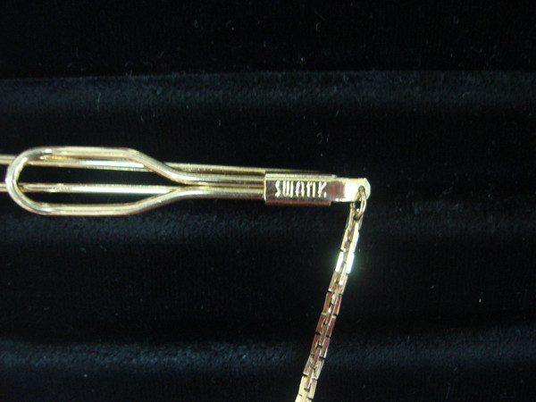 Vintage Swank Gold Tone Tie Bar Chain - Classic Mens Accessory #265
