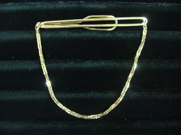 Vintage Swank Gold Tone Tie Bar Chain - Classic Mens Accessory #265