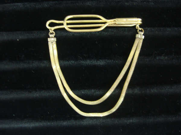 Vintage Gold Tone Tie Bar Chain - Classic Formal Accessory #273