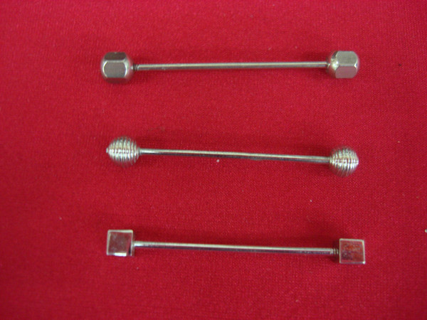Vintage Silver-Tone Shirt Collar Bars (Set of 3) - Unique & Stylish