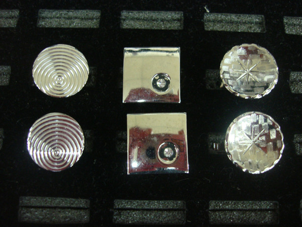 Vintage Silver Tone Cufflinks - 3 Unique Pairs (Set of 6)