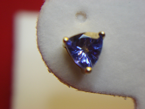 14K Yellow Gold Tanzanite Studs - Sparkling Trillion Cut Earrings (1ct)