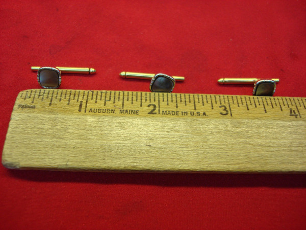Mother-of-Pearl Shirt Studs Set (3 PC) - 14K Gold Filled - Vintage Estate Jewelry