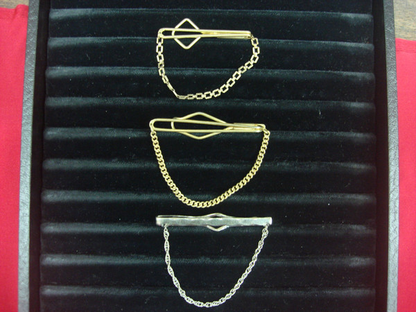 Vintage Gold & Silver Tone Tie Bar Chains (3-Piece Lot) - Unique & Stylish