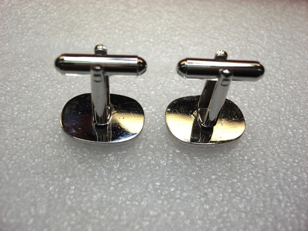 Vintage Dark Blue Guilloche Enamel Cufflinks | Sterling Silver Tone