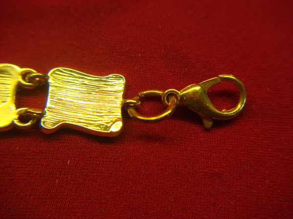Vintage 10 Commandments Bracelet - Gold Tone Metal, 7-8 Inch