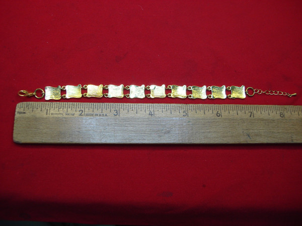 Vintage 10 Commandments Bracelet - Gold Tone Metal, 7-8 Inch