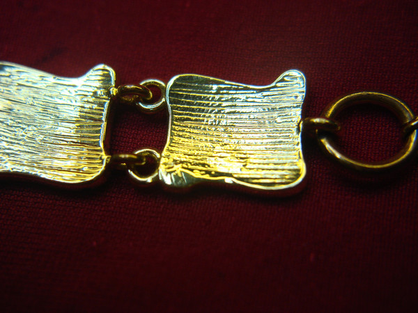 Vintage 10 Commandments Bracelet - Gold Tone Metal, 7-8 Inch