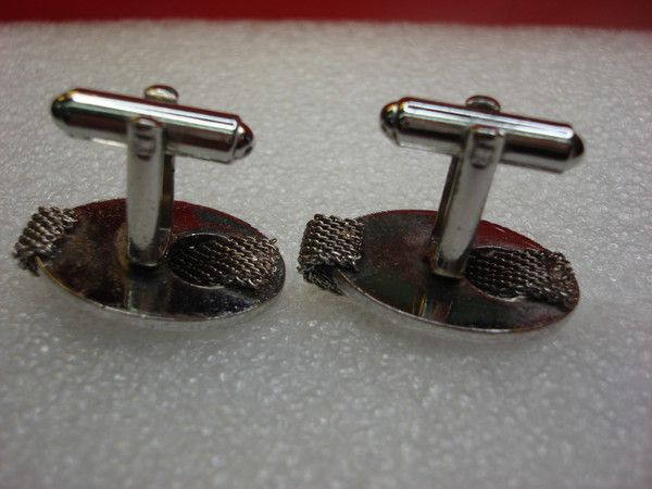 Vintage Silver Metal Cufflinks - Classic Design, Men's 1 Inch, Nice Condition