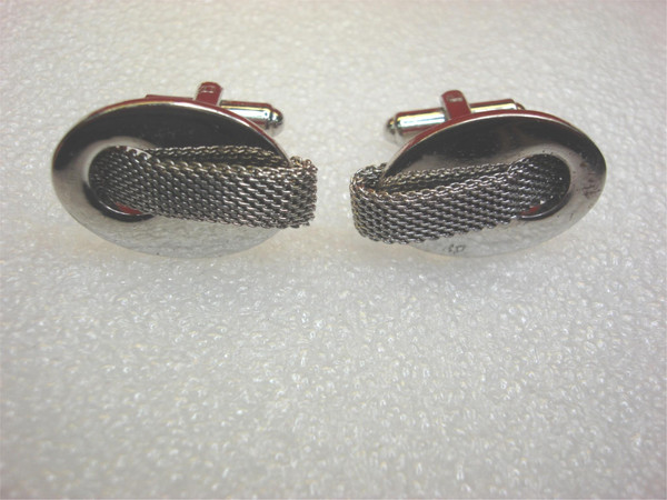 Vintage Silver Metal Cufflinks - Classic Design, Men's 1 Inch, Nice Condition