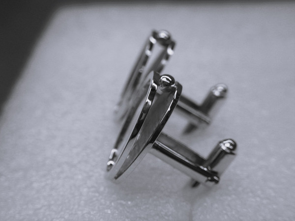 Vintage Silver Cufflinks - Elegant Fancy Design, 1 Inch (Excellent Condition)