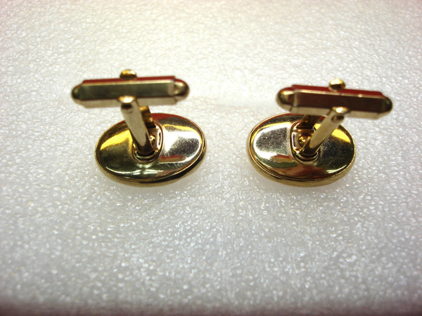 Vintage Gold Tone Cufflinks with Blue Stones - Rectangular Design