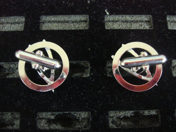 Vintage Swank Silver Tone Cufflinks - Wishbone Design with Faux Pearls - Pair #319