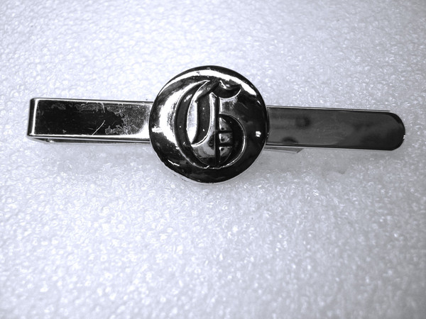 Vintage G Initial Tie Clip | Polished Silver Enamel Men's Accessories