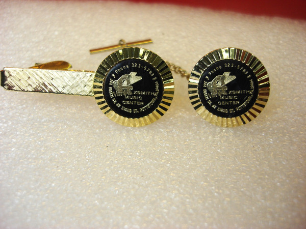 Vintage Axsmith Music Cufflinks - Pottstown, PA - Engraved Silver Tone