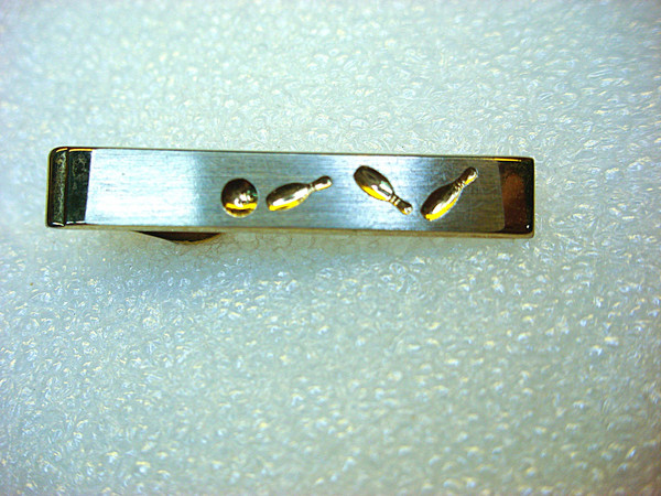 Vintage Swank Gold Tone Bowling Lapel Tie Clip - Unique Men's Jewelry #350