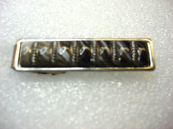 Art Deco Tie Clip - Vintage Silver Tone w/ Intriguing Inset (#357)