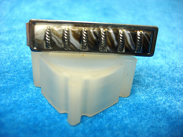 Art Deco Tie Clip - Vintage Silver Tone w/ Intriguing Inset (#357)