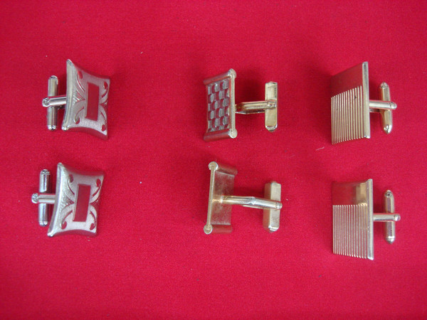 Vintage Gold Tone Cufflinks - 3 Unique Pairs - Mens Jewelry Gift #386