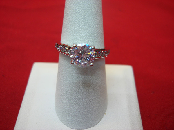 Sterling Silver Ring Set of 2 - Sparkling Gemstone Designs (Sizes 8 & 7 1/4)