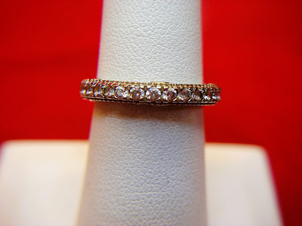 Sterling Silver Ring Set of 2 - Sparkling Gemstone Designs (Sizes 8 & 7 1/4)