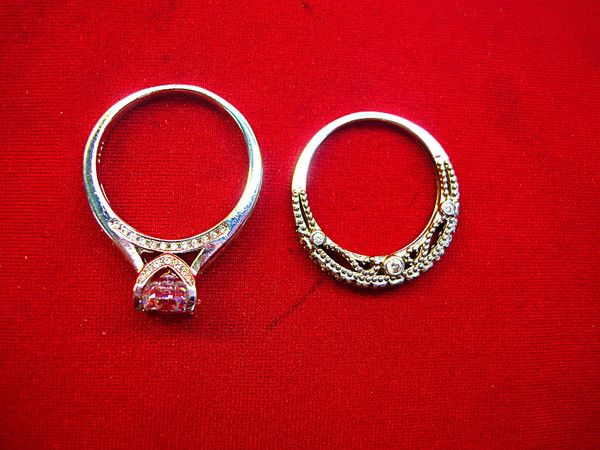Sterling Silver Ring Set of 2 - Sparkling Gemstone Designs (Sizes 8 & 7 1/4)