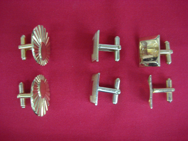 Vintage Gold Tone Cufflinks - 3 Unique Pairs, Stylish & Collectible #387