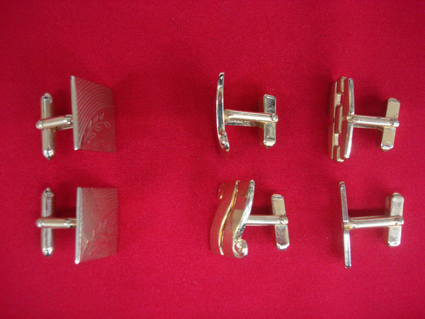 Vintage Gold Tone Cufflinks Set of 3 - Unique & Elegant