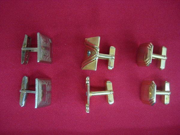 Vintage Gold-Tone Cufflinks - 3 Unique Pairs Set #394