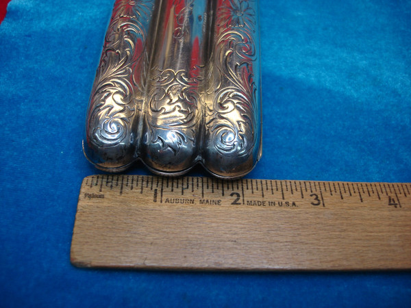 Vintage Sterling Silver Three Finger Cigar Case - Ornate & Monogrammed