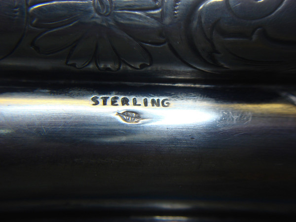 Vintage Sterling Silver Three Finger Cigar Case - Ornate & Monogrammed