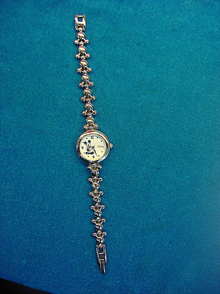 Disney Mickey Mouse Watch for Women - MOP Dial, Silver Bracelet, Quartz Movement